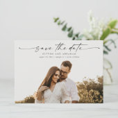 Elegante Script Foto Huwelijk Save The Date (Staand voorkant)