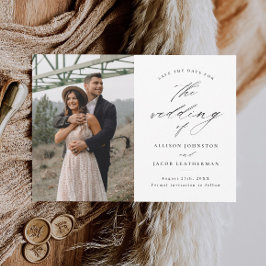 Elegante Script Foto Huwelijk Save The Date