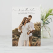 Elegante Script Foto Huwelijk Save The Date (Staand voorkant)