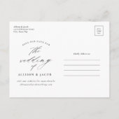 Elegante Script Foto Huwelijk Save The Date Aankondigingskaart (Achterkant)