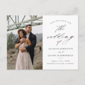 Elegante Script Foto Huwelijk Save The Date Aankondigingskaart (Voorkant)