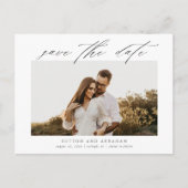 Elegante Script Foto Huwelijk Save the Date Aankondigingskaart (Voorkant)