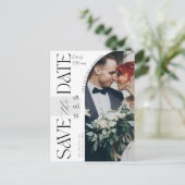Elegante Script Foto Huwelijk Save The Date Briefkaart (Staand voorkant)