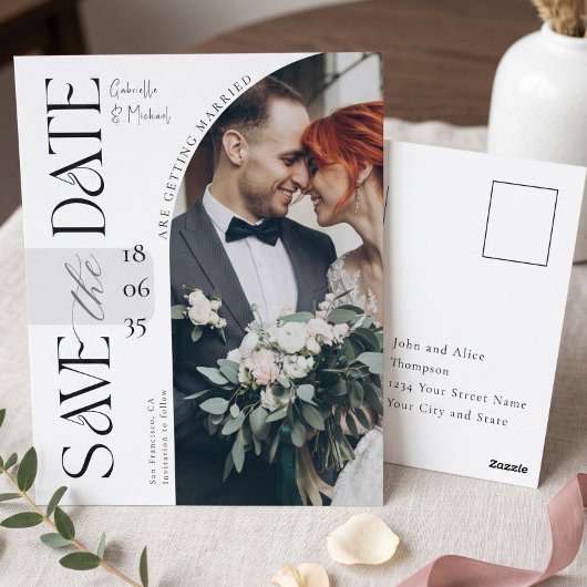 Elegante Script Foto Huwelijk Save The Date Briefkaart