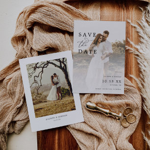 Elegante Script Foto Huwelijk Save the Date Uitnod