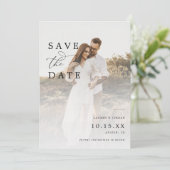 Elegante Script Foto Huwelijk Save the Date Uitnod (Staand voorkant)