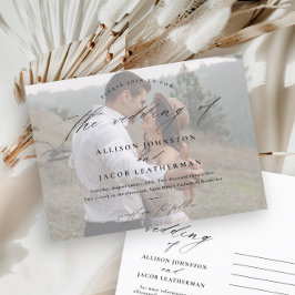 Elegante Script Foto Huwelijk  Uitnodiging Briefkaart