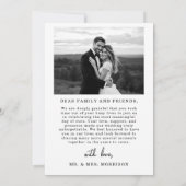 Elegante Script Foto Huwelijks Dankkaart Kaart (Achterkant)