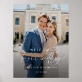 Elegante script foto huwelijks welkom poster (Voorkant)