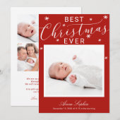 Elegante Script Foto Kerst Geboorte Aankondiging (Voorkant / Achterkant)