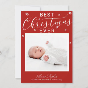 Elegante Script Foto Kerst Geboorte Aankondiging