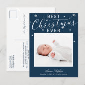 Elegante Script Foto Kerst Geboorte Aankondiging (Voorkant / Achterkant)