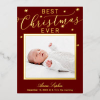 Elegante Script Foto Kerstmis Geboorteaankondiging