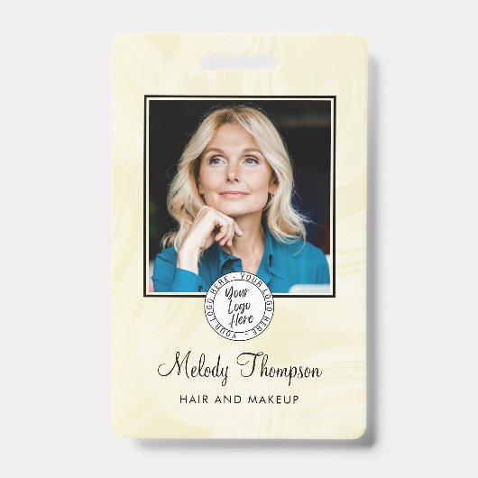 Elegante Script Foto Logo Make-up Haar Badge (Voorzijde)