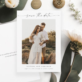 Elegante Script Foto Minimale Trouwdag Save The Date