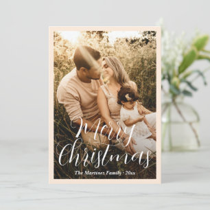 Elegante Script Foto Modern Kerstmis Feestdagenkaart