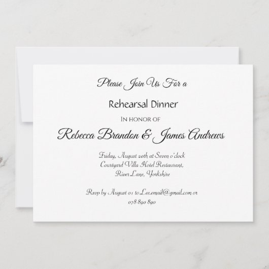 Elegante Script Foto Oefenavond Eetkamer Uitnodigi Kaart (Voorkant)