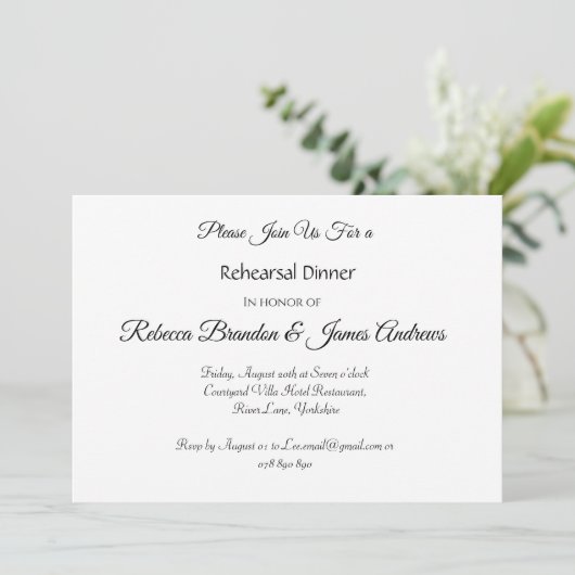 Elegante Script Foto Oefenavond Eetkamer Uitnodigi Kaart