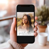 Elegante Script Foto-overlay Afstudeerfeest Kaart