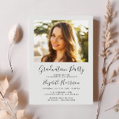 Elegante Script Foto-overlay Afstudeerfeest Kaart