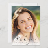 Elegante script foto-overlay afstudeerfoto bedankkaart (Voorkant)