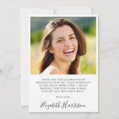 Elegante script foto-overlay afstudeerfoto bedankkaart (Achterkant)