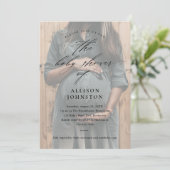 Elegante Script Foto Overlay Baby Shower Kaart (Staand voorkant)