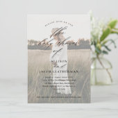 Elegante Script Foto Overlay Couples Baby Shower Kaart (Staand voorkant)