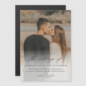 Elegante Script Foto-overlay Trouw Magnetische Uitnodiging (Voorkant / Achterkant)