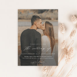 Elegante Script Foto-overlay Trouw Magnetische Uitnodiging