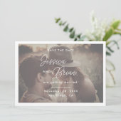 Elegante Script Foto-overlay Trouw Save The Date (Staand voorkant)