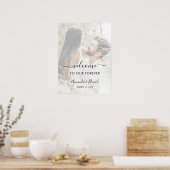 Elegante Script Foto Overlay Trouw Welkom Bord Poster (Keuken)