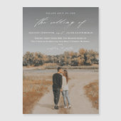 Elegante Script Foto-overlay Trouwen Magnetische Uitnodiging (Voorkant)