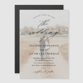 Elegante Script Foto Overlay Trouwen Magnetische Uitnodiging (Voorkant / Achterkant)