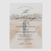 Elegante Script Foto Overlay Trouwen Magnetische Uitnodiging (Voorkant)