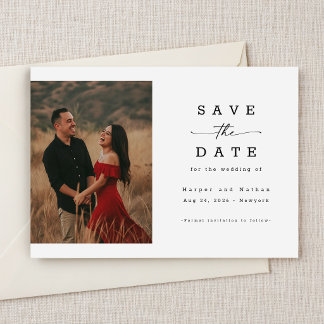 Elegante Script Foto QR Code Huwelijk Save The Date