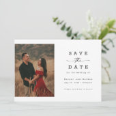 Elegante Script Foto QR Code Huwelijk Save The Date (Staand voorkant)