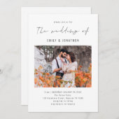 Elegante script foto QR-code trouwuitnodiging Kaart (Voorkant / Achterkant)