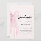 Elegante Script Foto Roze Strik Afstuderen Aankondiging (Achterkant)