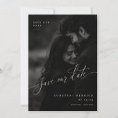 Elegante Script Foto Save The Date Kaart. (Voorkant)