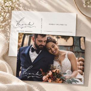 Elegante Script Foto Trouw Dank Je Briefkaart