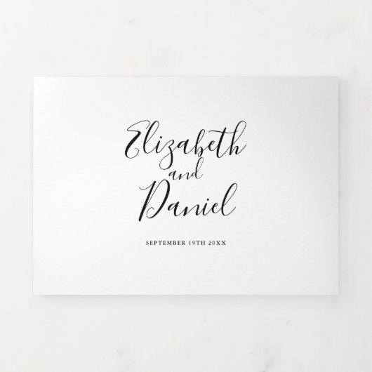 Elegante script foto trouw tri-fold uitnodiging (Cover)