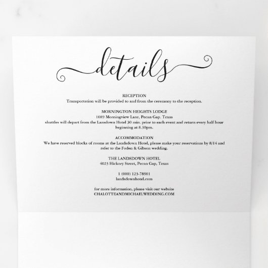 Elegante script foto trouw tri-fold uitnodiging (Binnenzijde eerst)