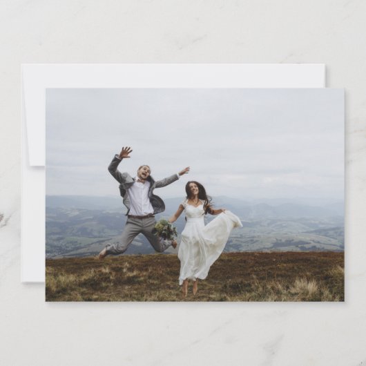 Elegante script foto trouwkaart met dankbetuiging bedankkaart (Achterkant)