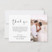 Elegante script foto trouwkaart met dankwoord bedankkaart (Voorkant)