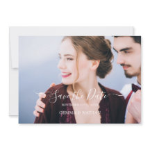 Elegante Script Foto Wijnrood Save the Date Kaart