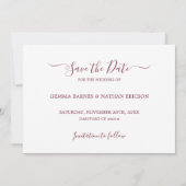 Elegante Script Foto Wijnrood Save the Date Kaart (Achterkant)