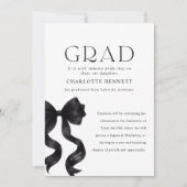 Elegante Script Foto Zwarte Strik Afstuderen Aankondiging (Voorkant)