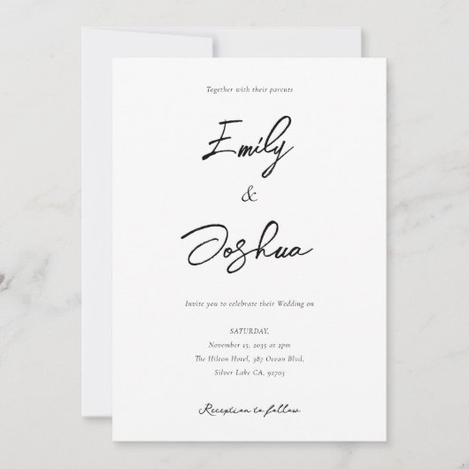 Elegante Script Fotocollage Bruiloft Kaart (Voorkant)