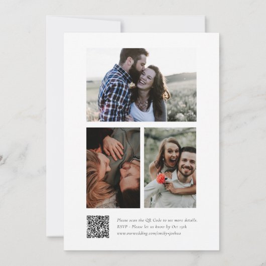 Elegante Script Fotocollage Bruiloft Kaart (Achterkant)